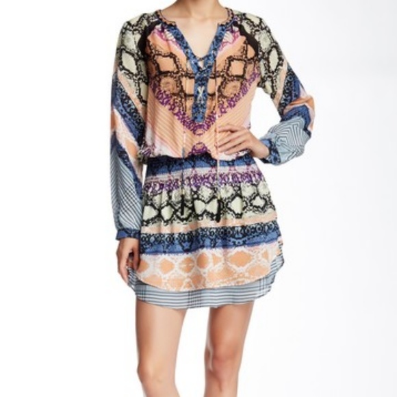 Hale Bob lace-up drop waist silk dress - Picture 2 of 7